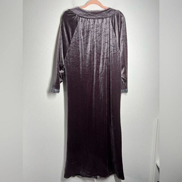 Tom Bezduda For Barad & Co. Womens Kaftan Gray Sz Medium Vintage Velvet Sequins - Picture 2 of 16